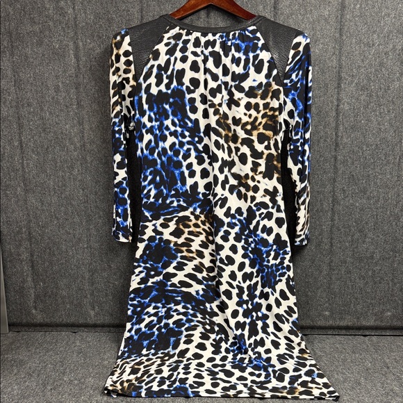 Calvin Klein Blue and Black Animal Print Long Sleeve Dress - Picture 6 of 9